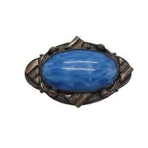 Blue Wavey Art Glass Art Deco Brooch Clasp Age Appropriate
